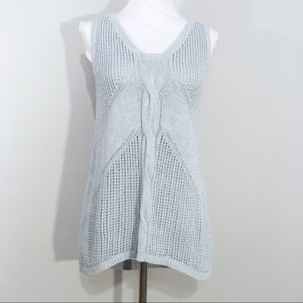 CAbi Seaspray Light Blue Silk Blend Knit Vest #197 - Picture 2 of 8